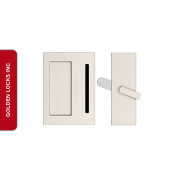 Emtek 222202 Modern Rectangular Barn Door Privacy Lock and Flush Pull with Integrated Strike